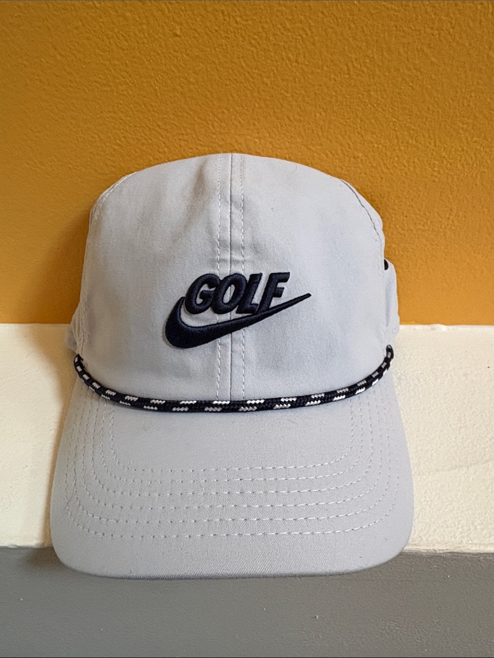 Nike Grey 'GOLF' Rope-Trim Cap with Black Logo